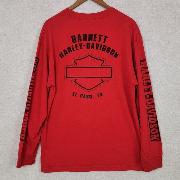 Harley Davidson Red/Black Long Sleeve El Paso TX Motorcycle Graphic T-Shirt Sz L - Picture 3 of 8